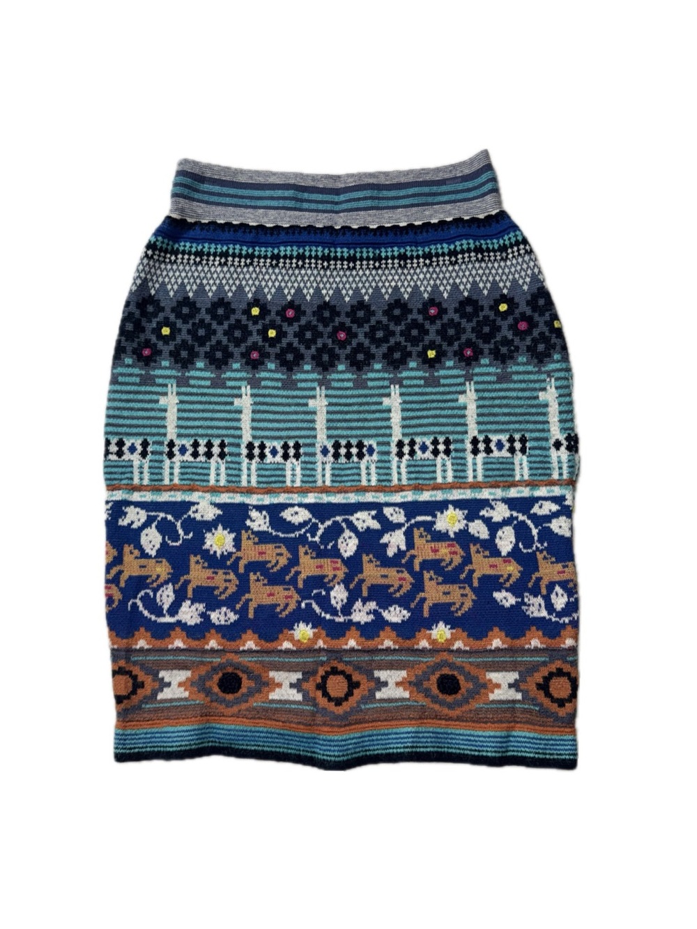 HWR Anthropologie Multicolor Patterned Knit Pencil Skirt